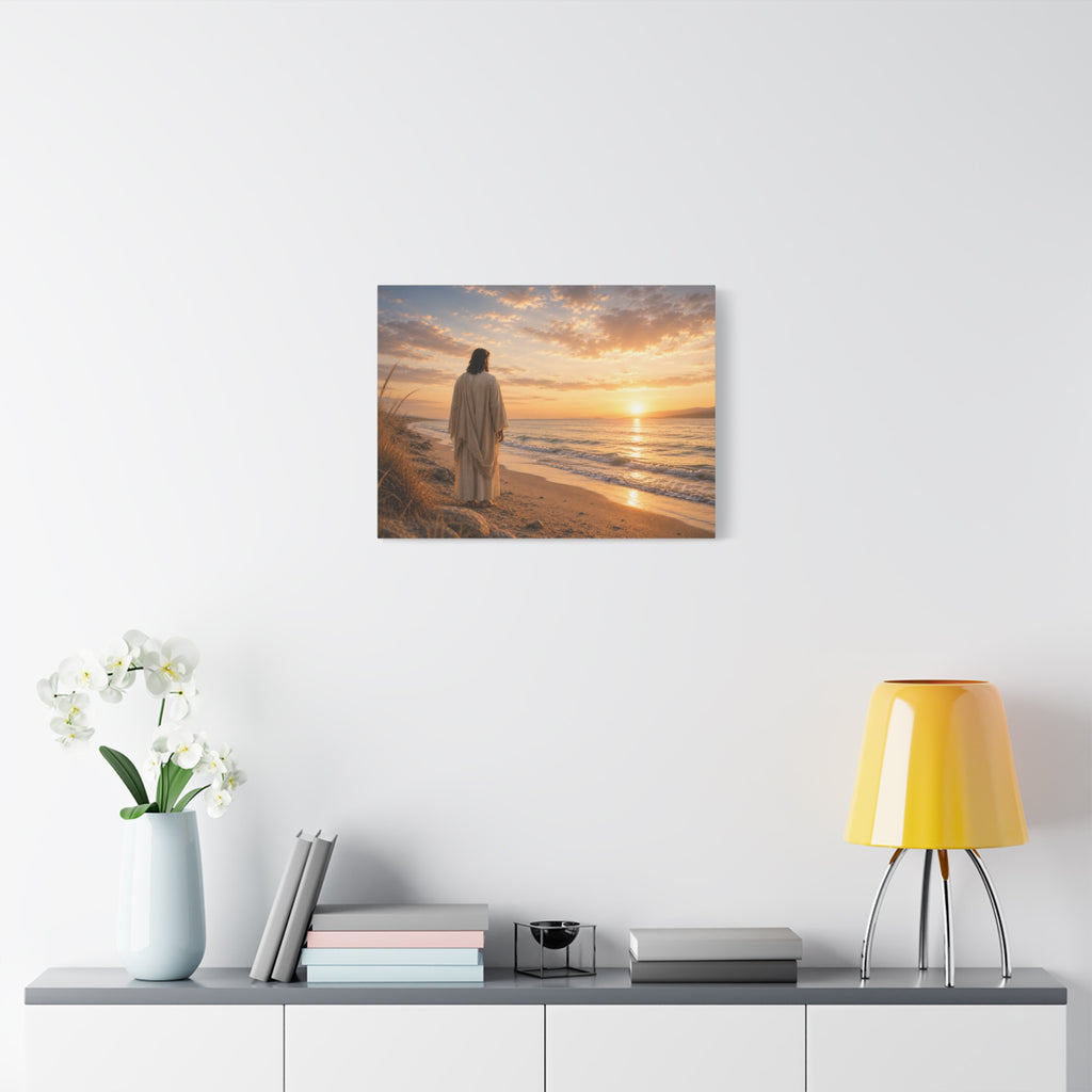 Christ on the Shore — Minimalist Jesus Beach Canvas Wall Art