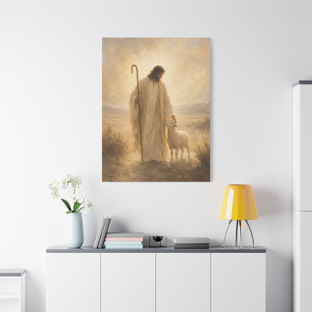 The Good Shepherd Jesus Christ Canvas Wall Art — Christian Lamb Print