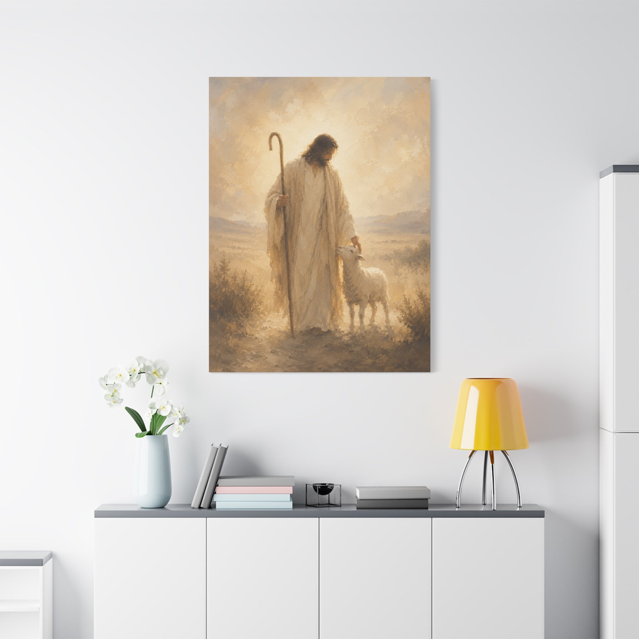 The Good Shepherd Jesus Christ Canvas Wall Art — Christian Lamb Print