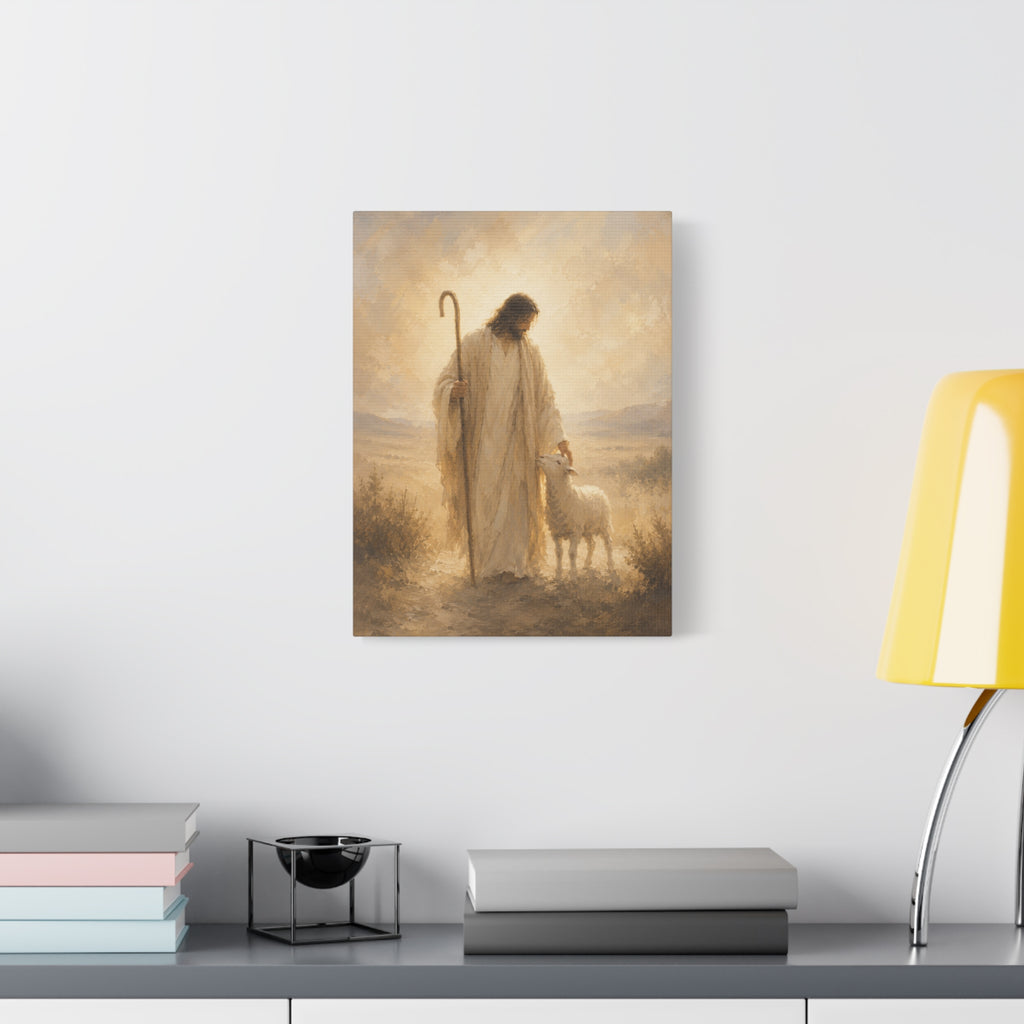 The Good Shepherd Jesus Christ Canvas Wall Art — Christian Lamb Print