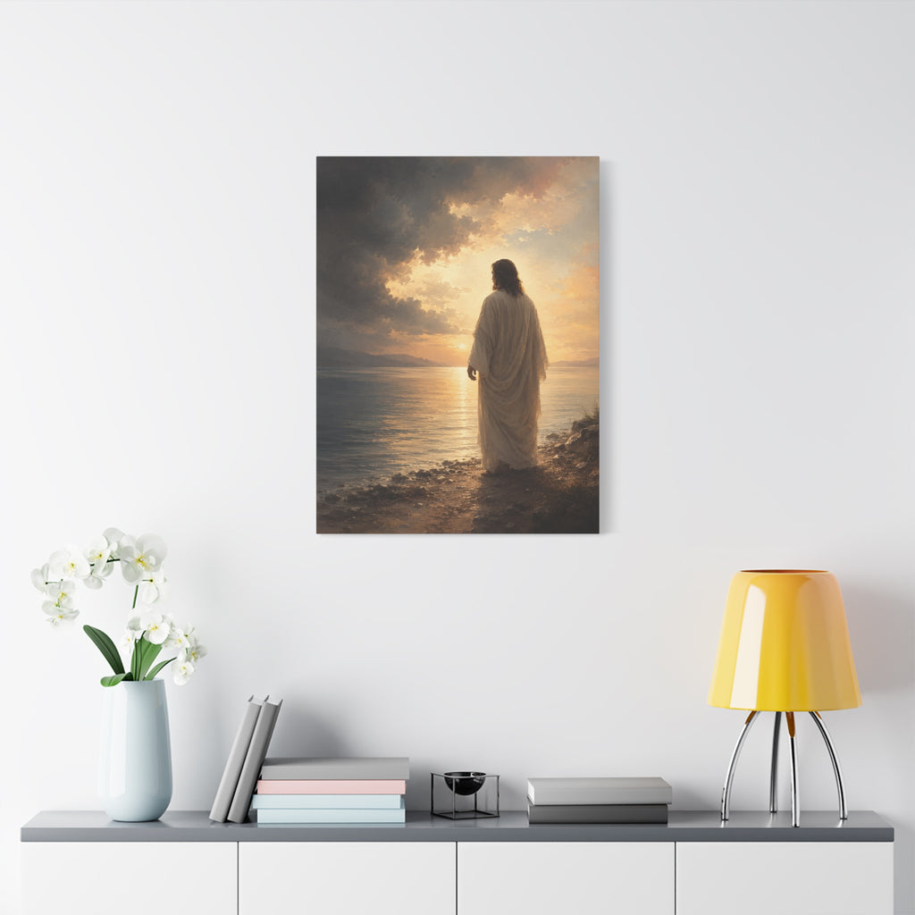 Peace Be Still Jesus Christ Canvas Wall Art — Christian Storm & Water Print
