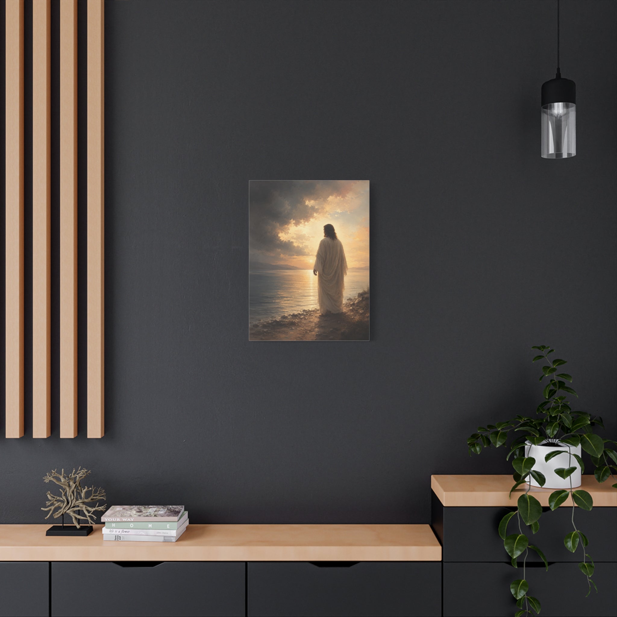 Peace Be Still Jesus Christ Canvas Wall Art — Christian Storm & Water Print