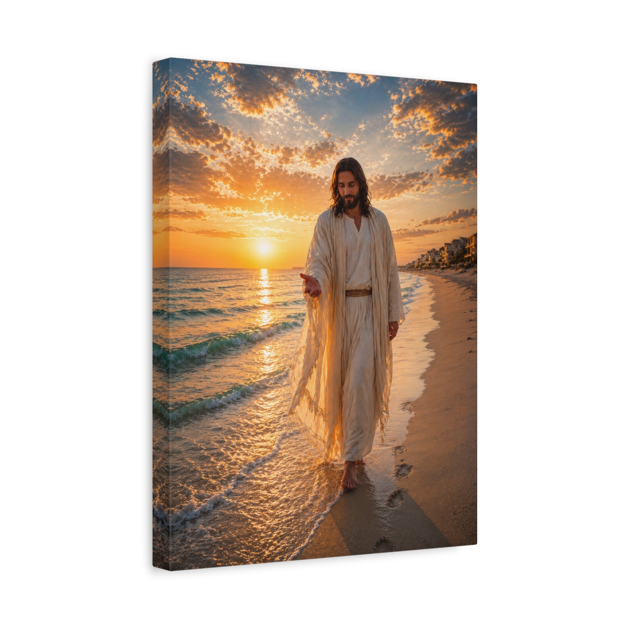 Jesus Walks With Me — Destin Beach Canvas Print