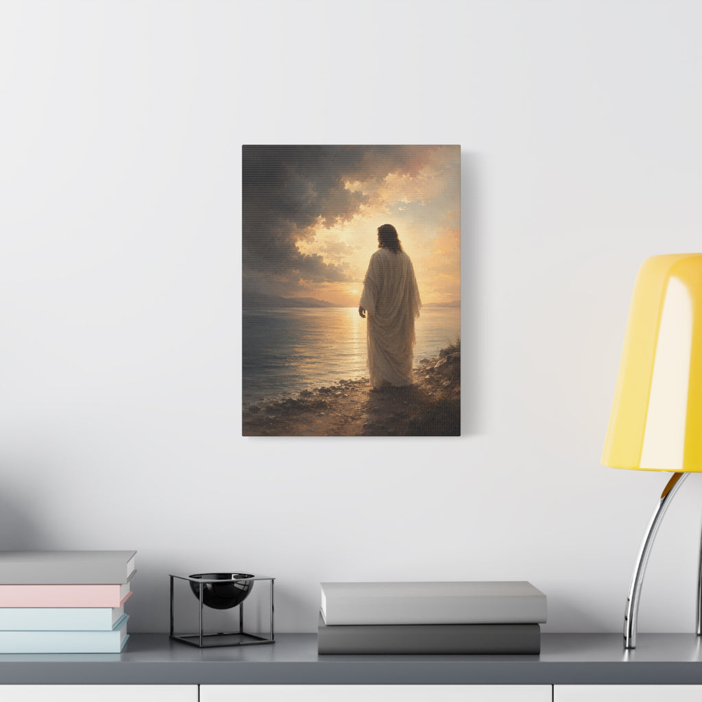 Peace Be Still Jesus Christ Canvas Wall Art — Christian Storm & Water Print
