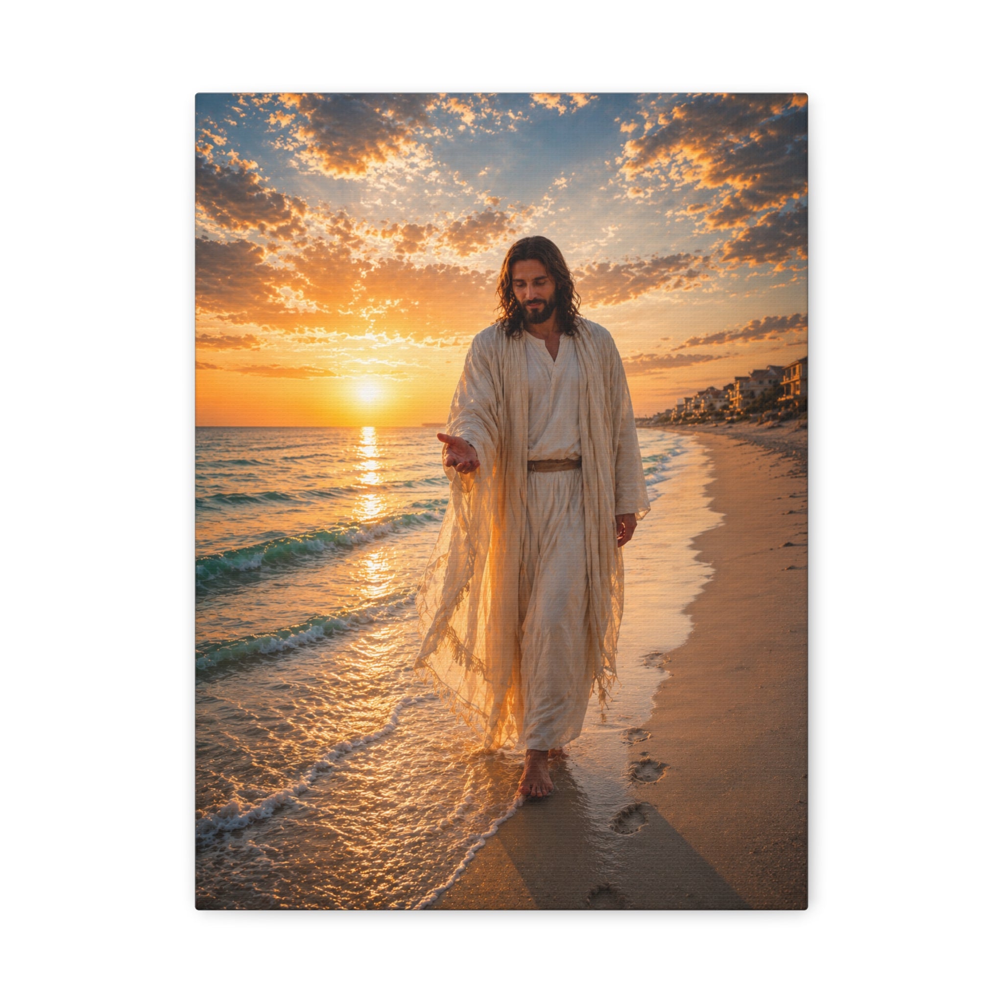 Jesus Walks With Me — Destin Beach Canvas Print