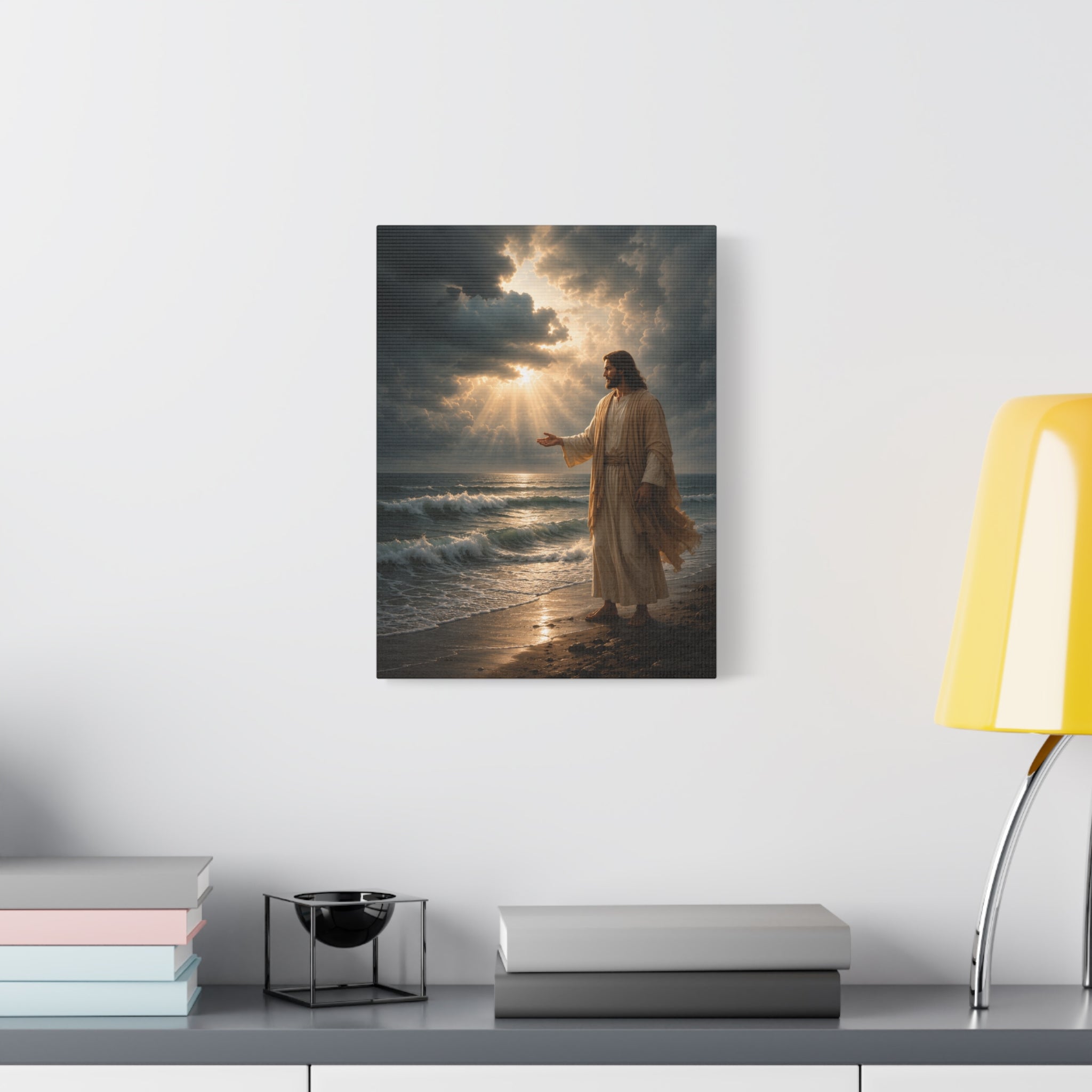 Peace, Be Still — Jesus Ocean Storm Canvas Wall Art