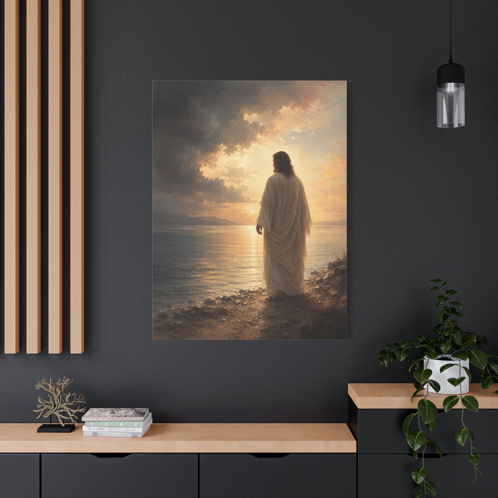 Peace Be Still Jesus Christ Canvas Wall Art — Christian Storm & Water Print
