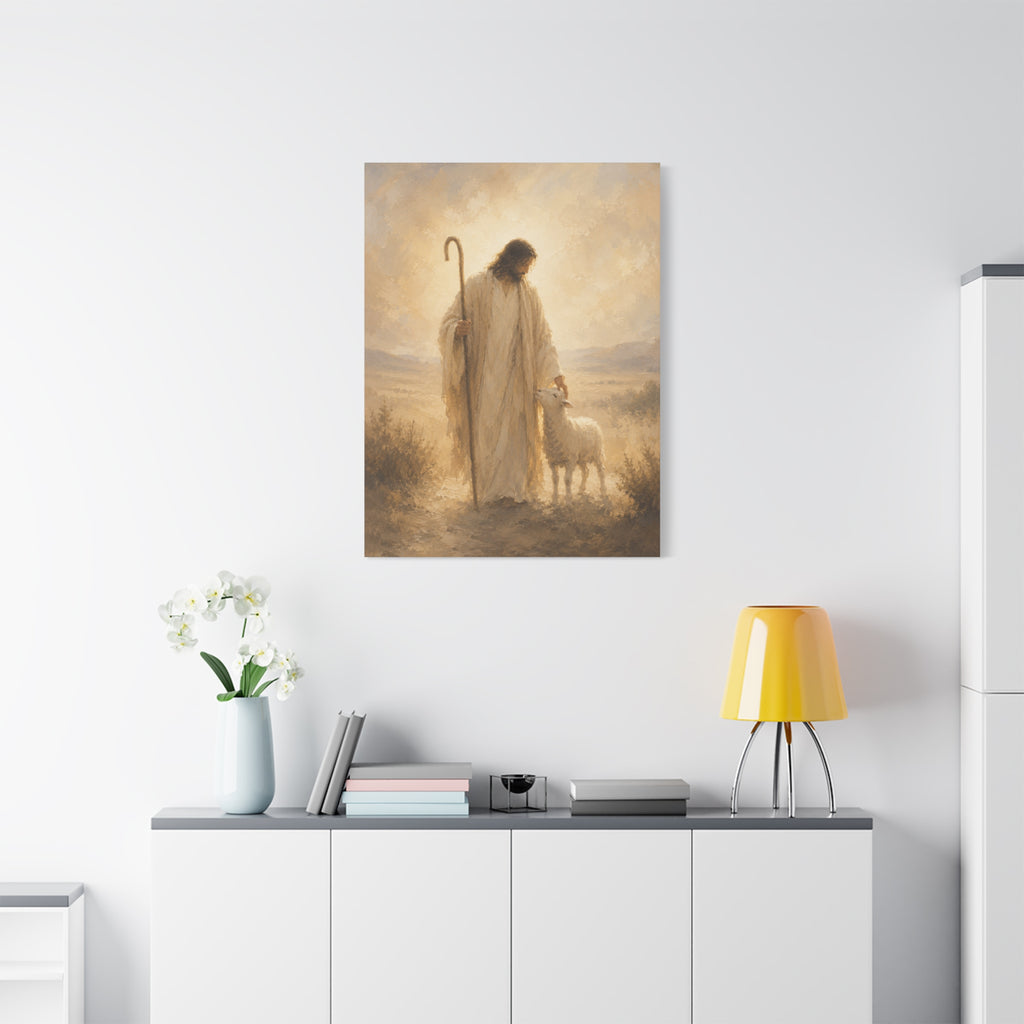 The Good Shepherd Jesus Christ Canvas Wall Art — Christian Lamb Print