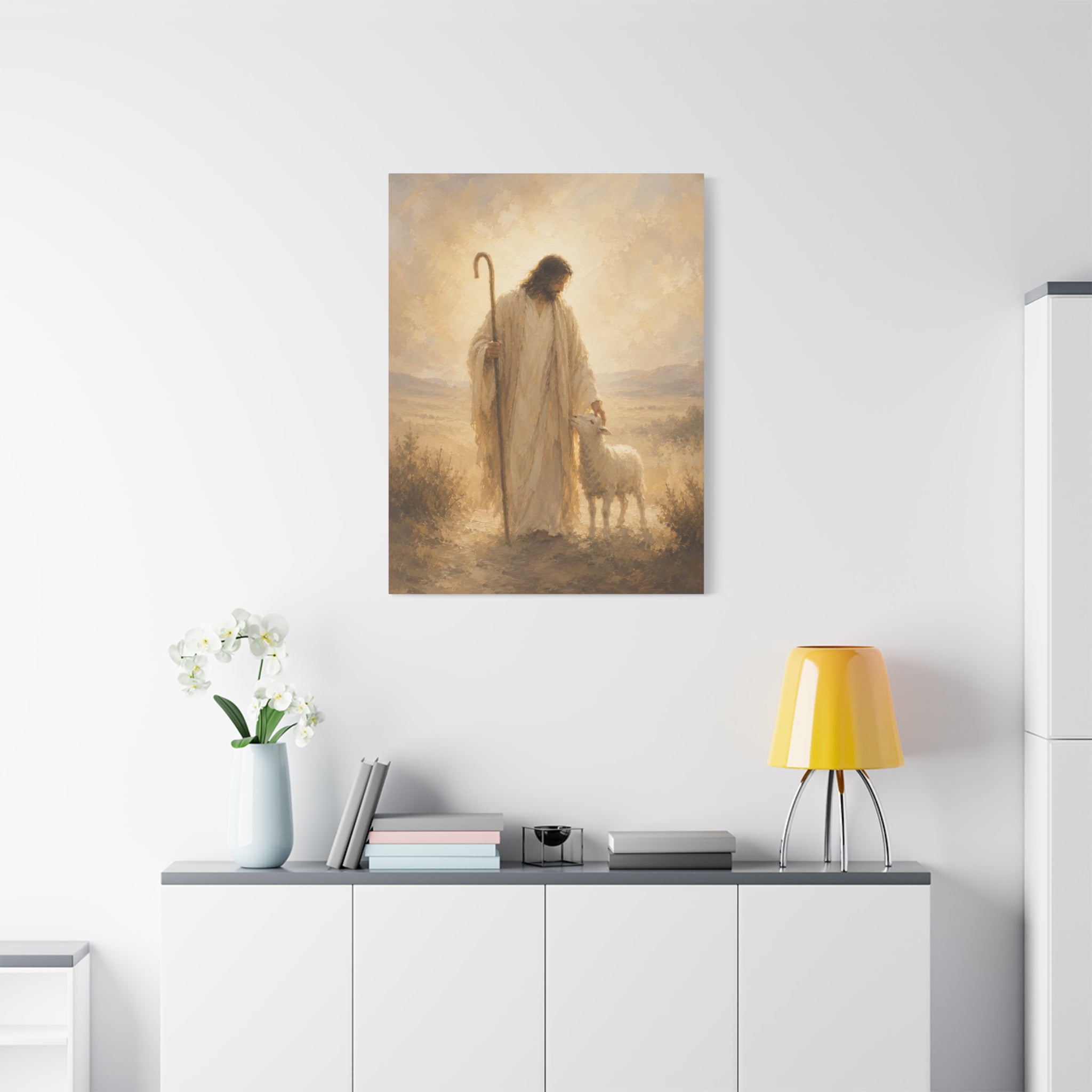 The Good Shepherd Jesus Christ Canvas Wall Art — Christian Lamb Print