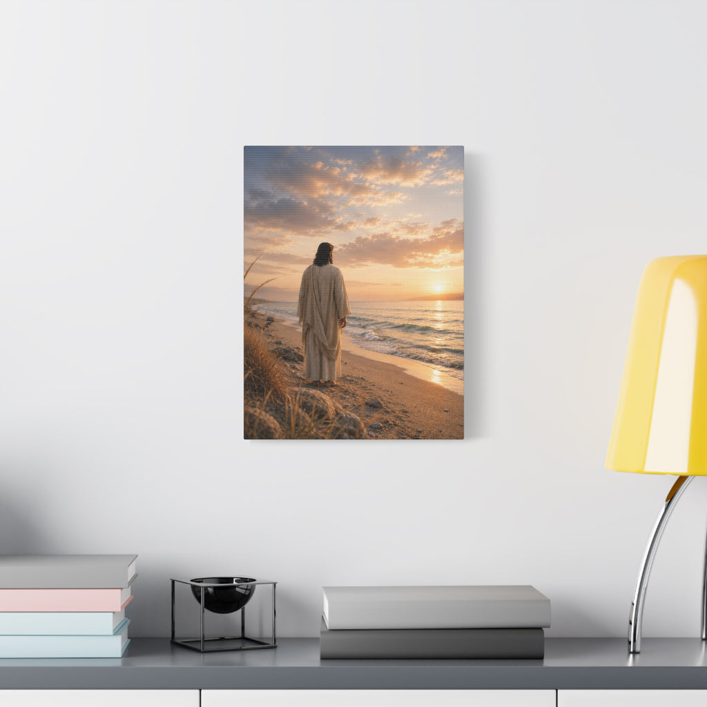 Christ on the Shore — Minimalist Jesus Beach Canvas Wall Art
