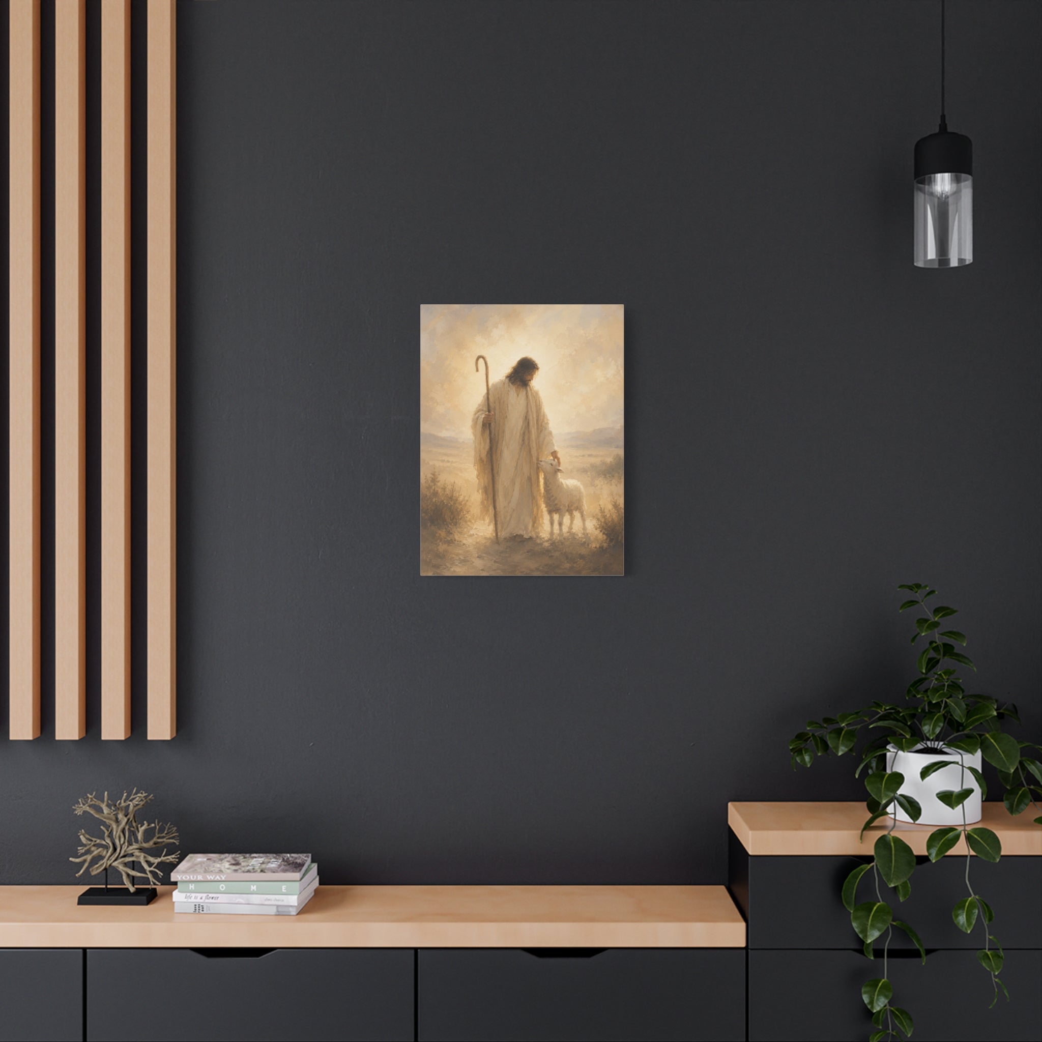 The Good Shepherd Jesus Christ Canvas Wall Art — Christian Lamb Print