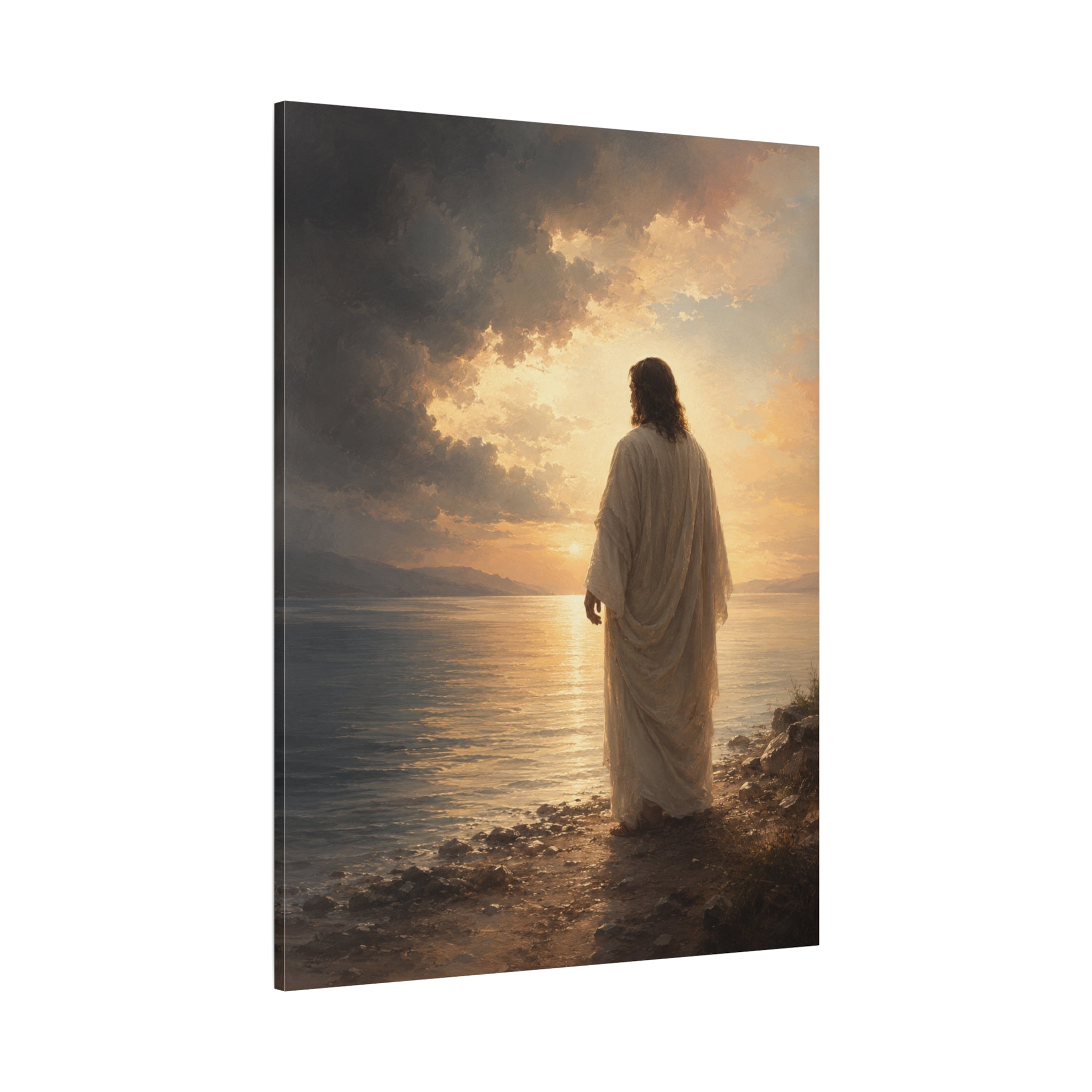 Peace Be Still Jesus Christ Canvas Wall Art — Christian Storm & Water Print