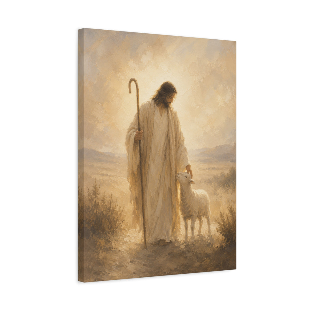 The Good Shepherd Jesus Christ Canvas Wall Art — Christian Lamb Print