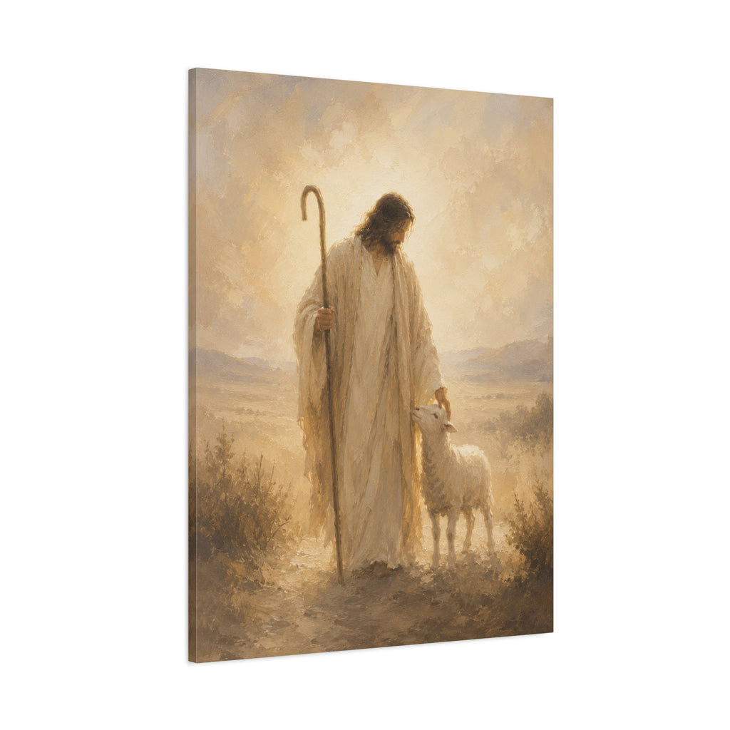 The Good Shepherd Jesus Christ Canvas Wall Art — Christian Lamb Print