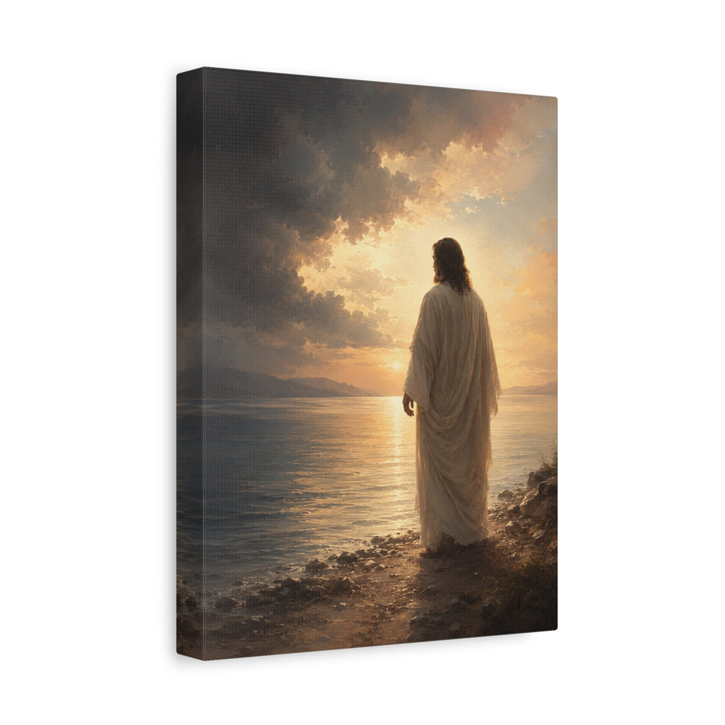 Peace Be Still Jesus Christ Canvas Wall Art — Christian Storm & Water Print