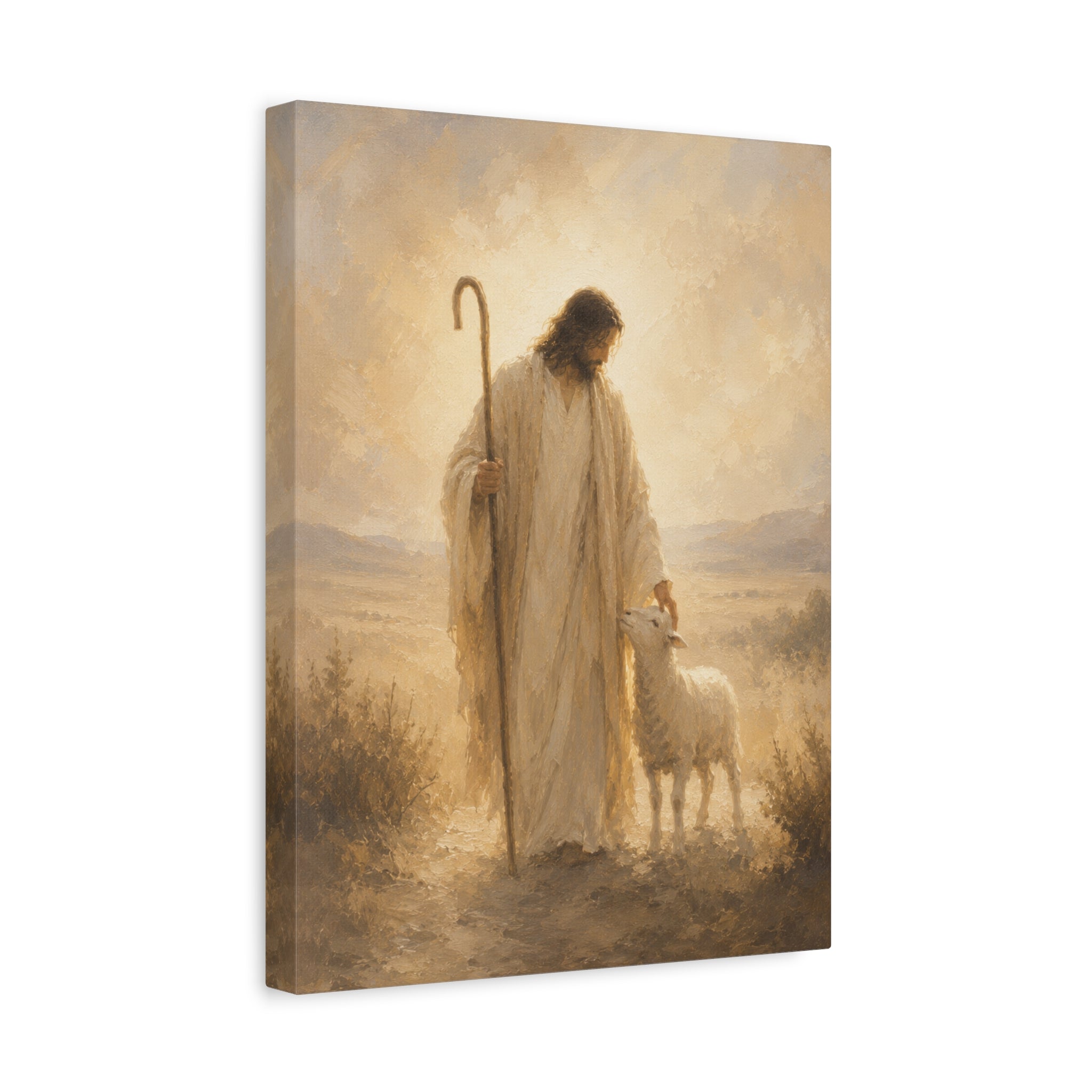 The Good Shepherd Jesus Christ Canvas Wall Art — Christian Lamb Print