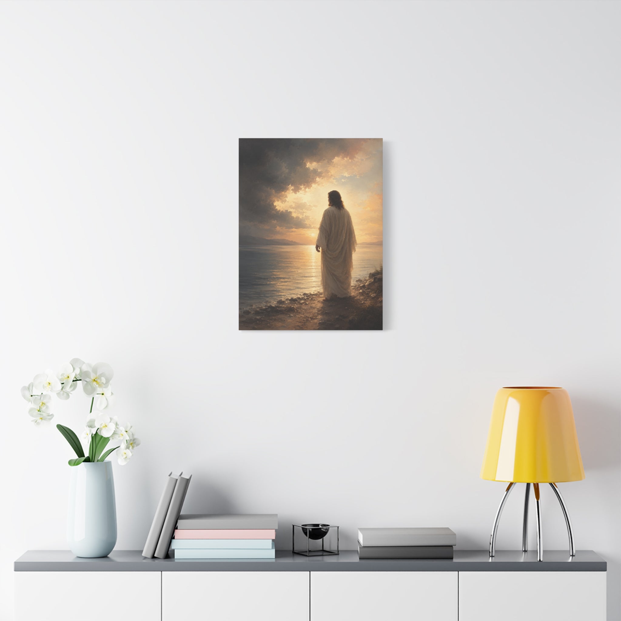 Peace Be Still Jesus Christ Canvas Wall Art — Christian Storm & Water Print