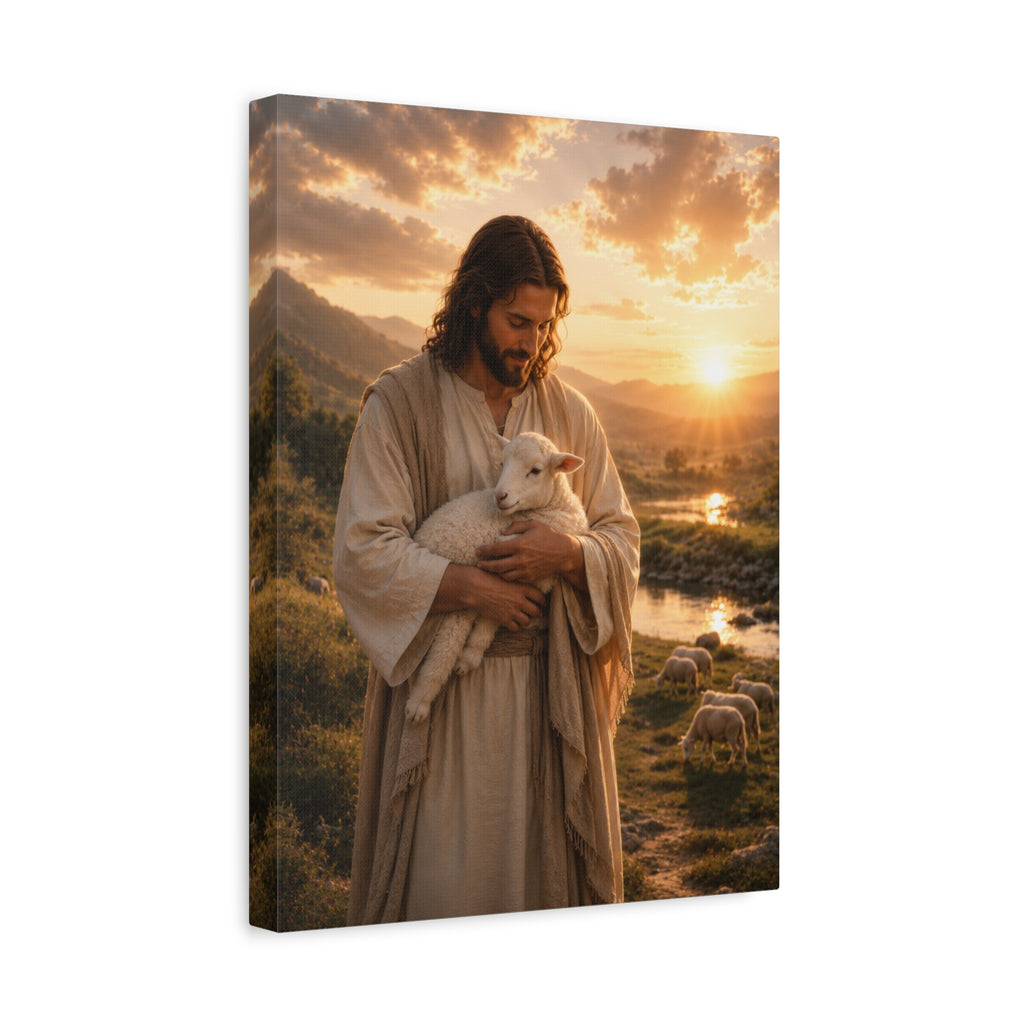 The Good Shepherd — Jesus With Lamb Christian Canvas