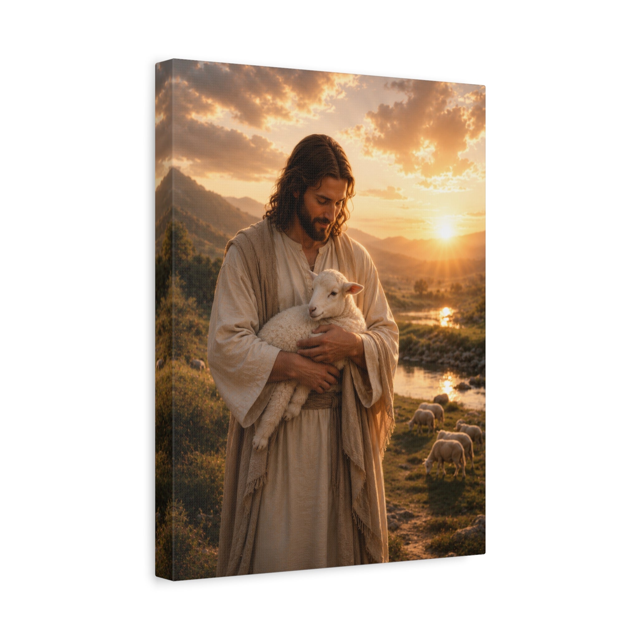 The Good Shepherd — Jesus With Lamb Christian Canvas