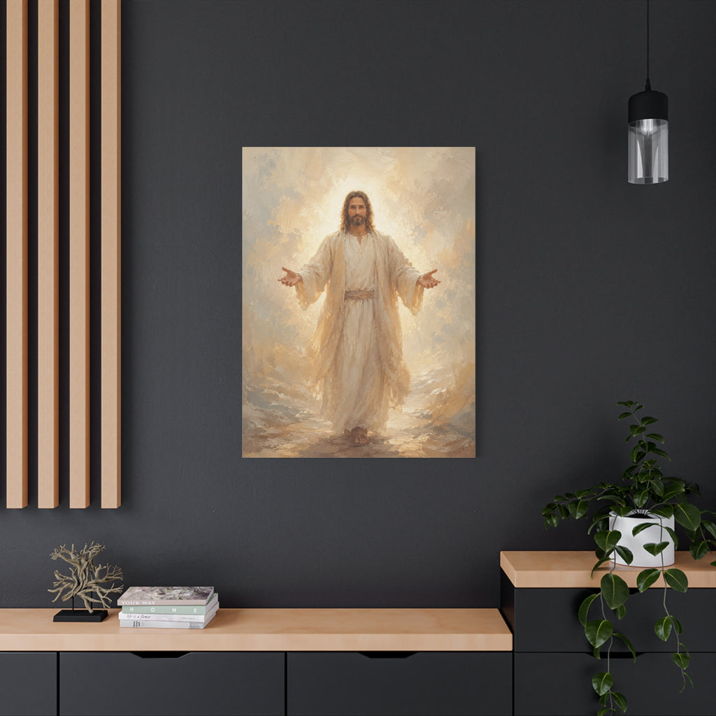 Come Unto Me Jesus Christ Canvas Wall Art — Soft Christian Home Decor