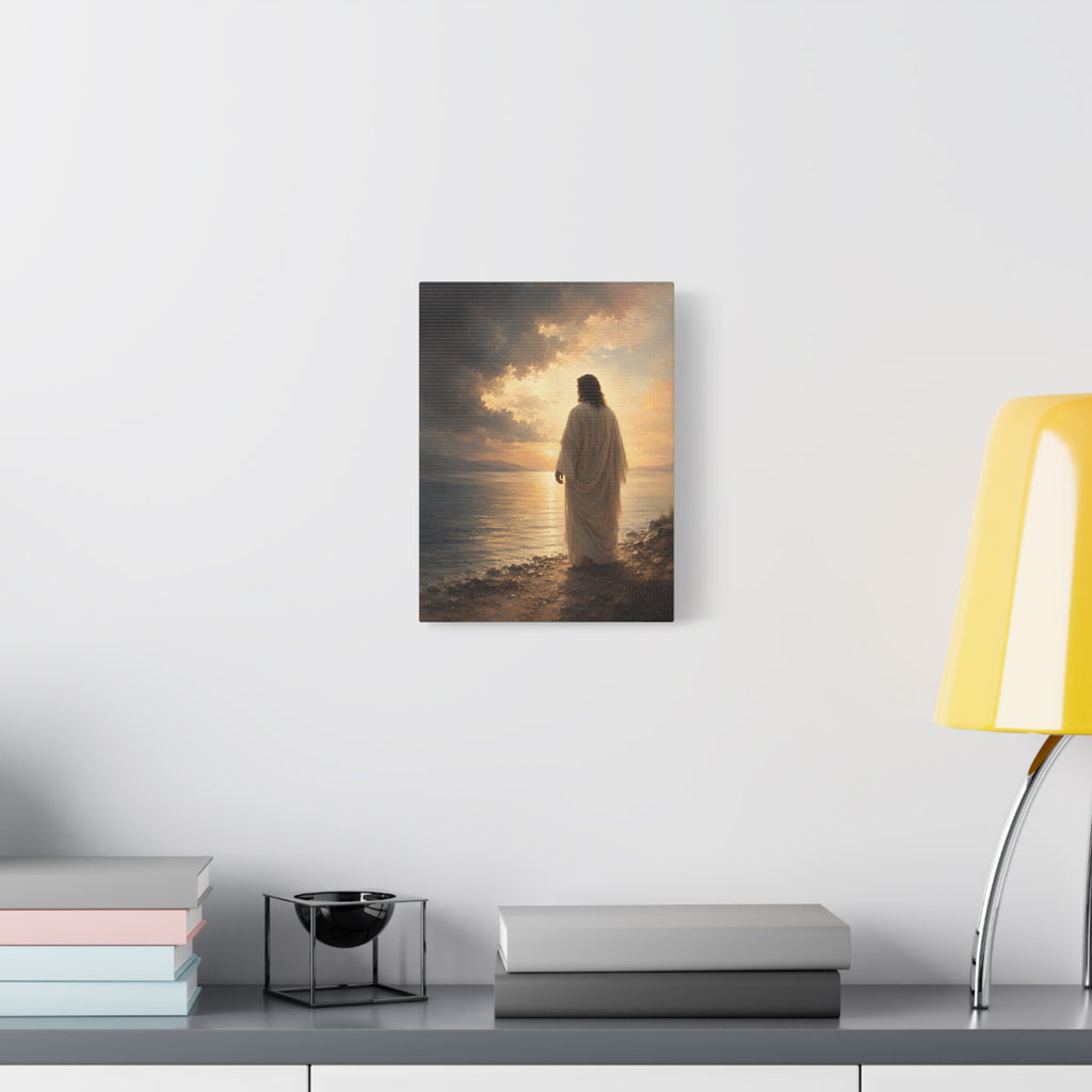 Peace Be Still Jesus Christ Canvas Wall Art — Christian Storm & Water Print
