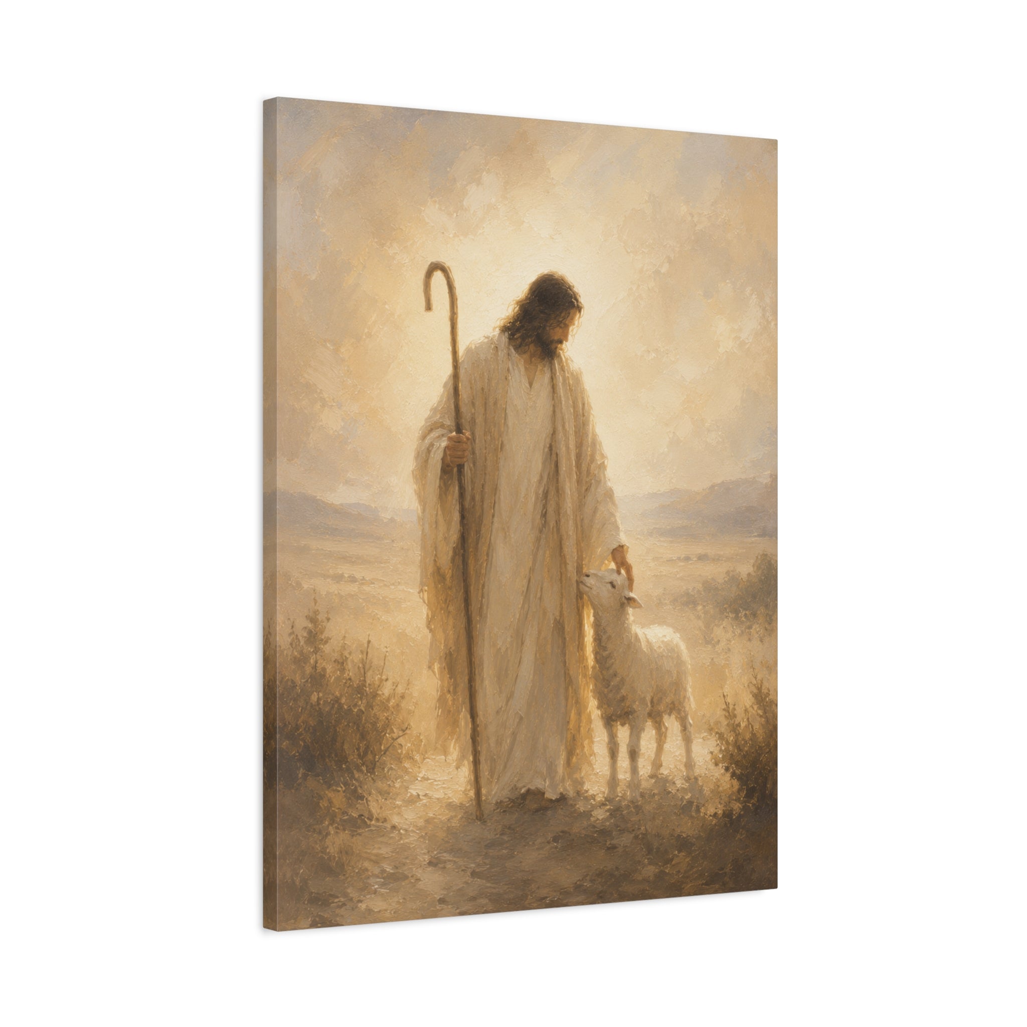 The Good Shepherd Jesus Christ Canvas Wall Art — Christian Lamb Print