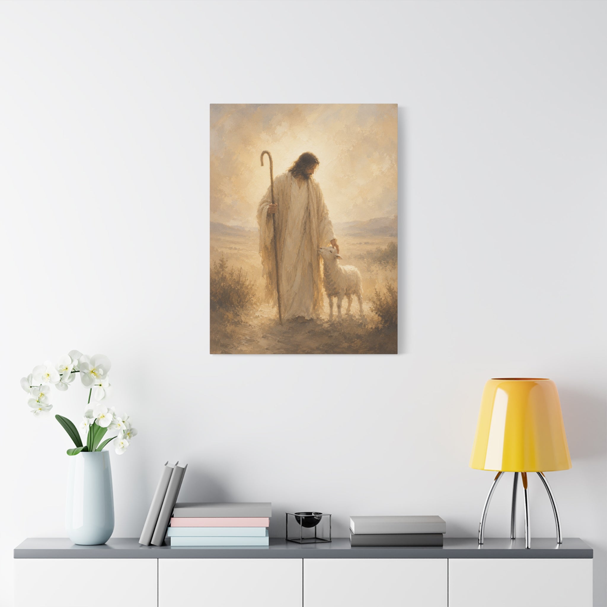 The Good Shepherd Jesus Christ Canvas Wall Art — Christian Lamb Print