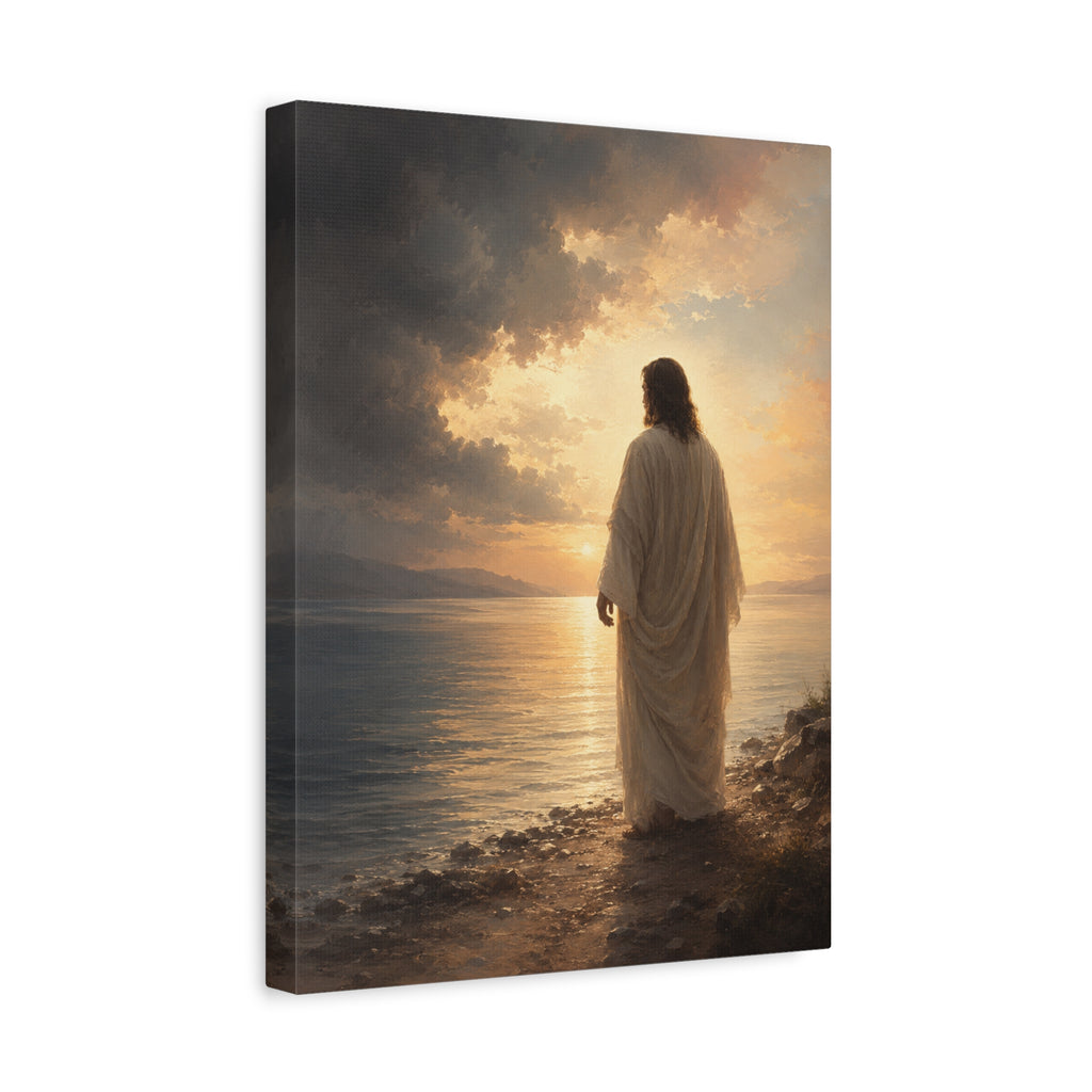 Peace Be Still Jesus Christ Canvas Wall Art — Christian Storm & Water Print