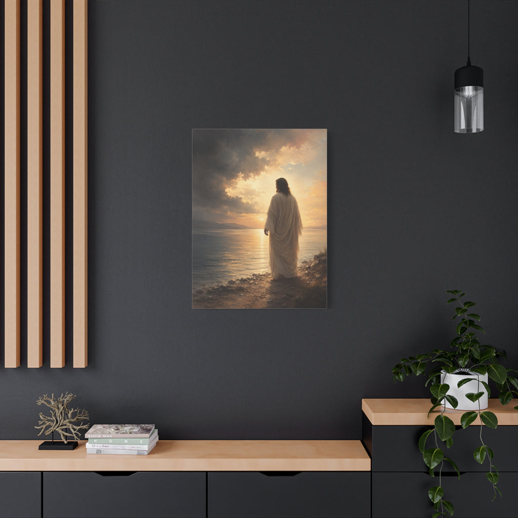 Peace Be Still Jesus Christ Canvas Wall Art — Christian Storm & Water Print