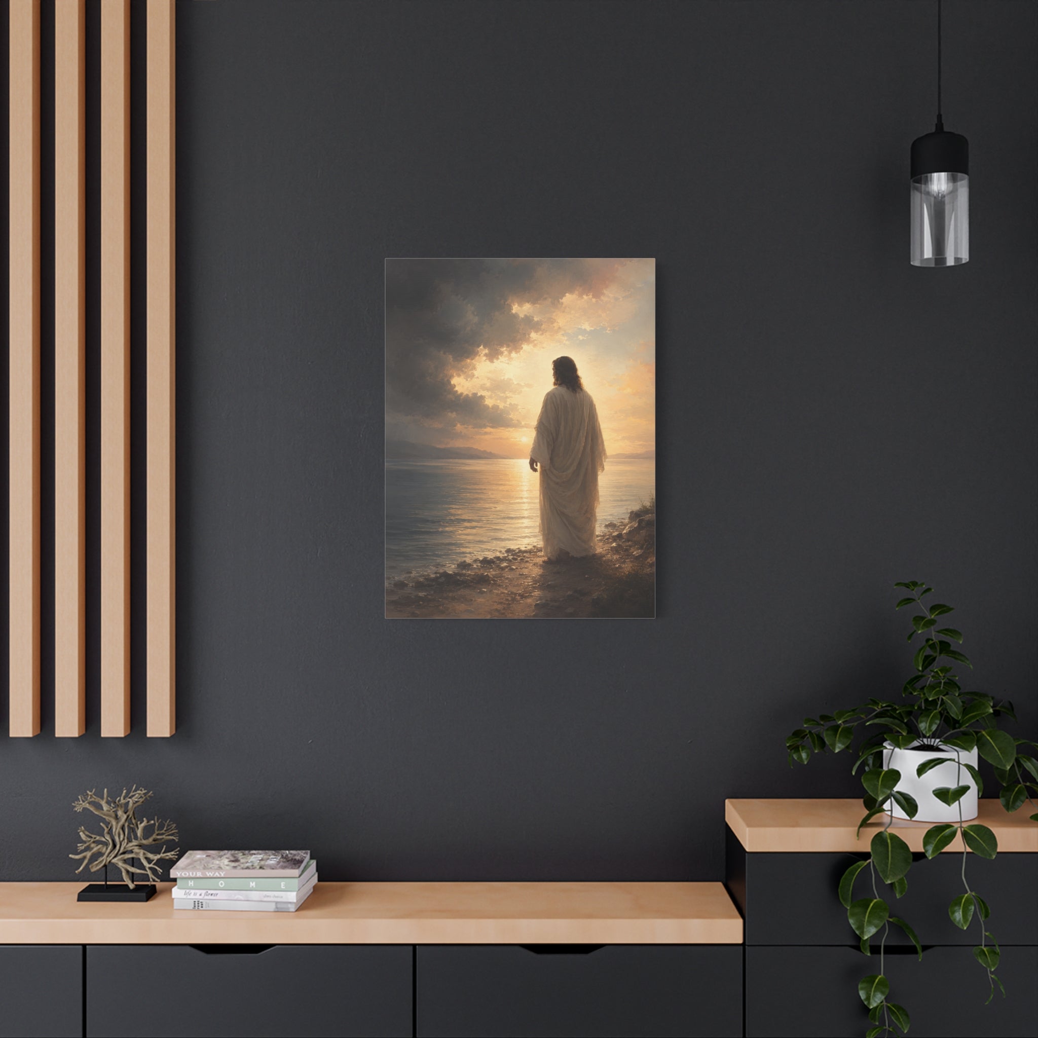 Peace Be Still Jesus Christ Canvas Wall Art — Christian Storm & Water Print