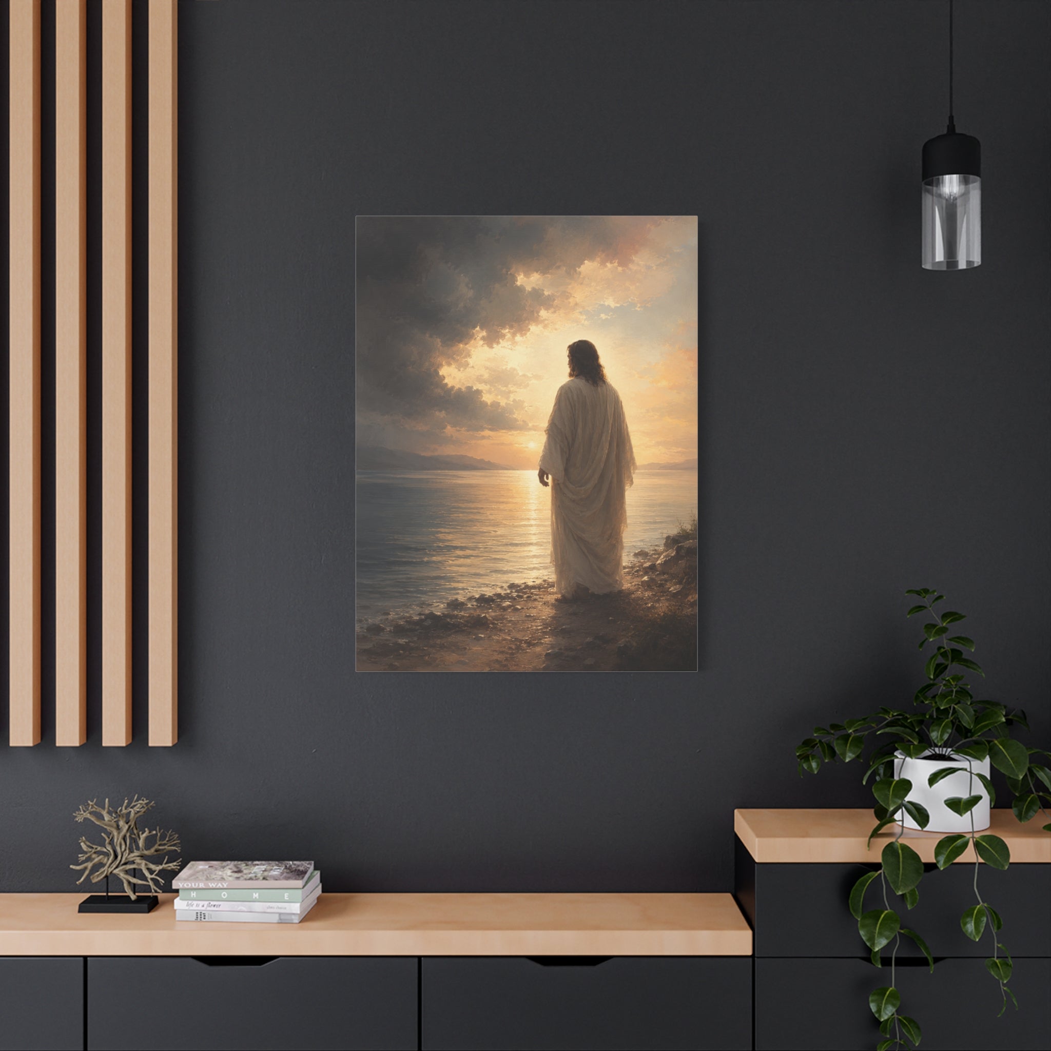 Peace Be Still Jesus Christ Canvas Wall Art — Christian Storm & Water Print