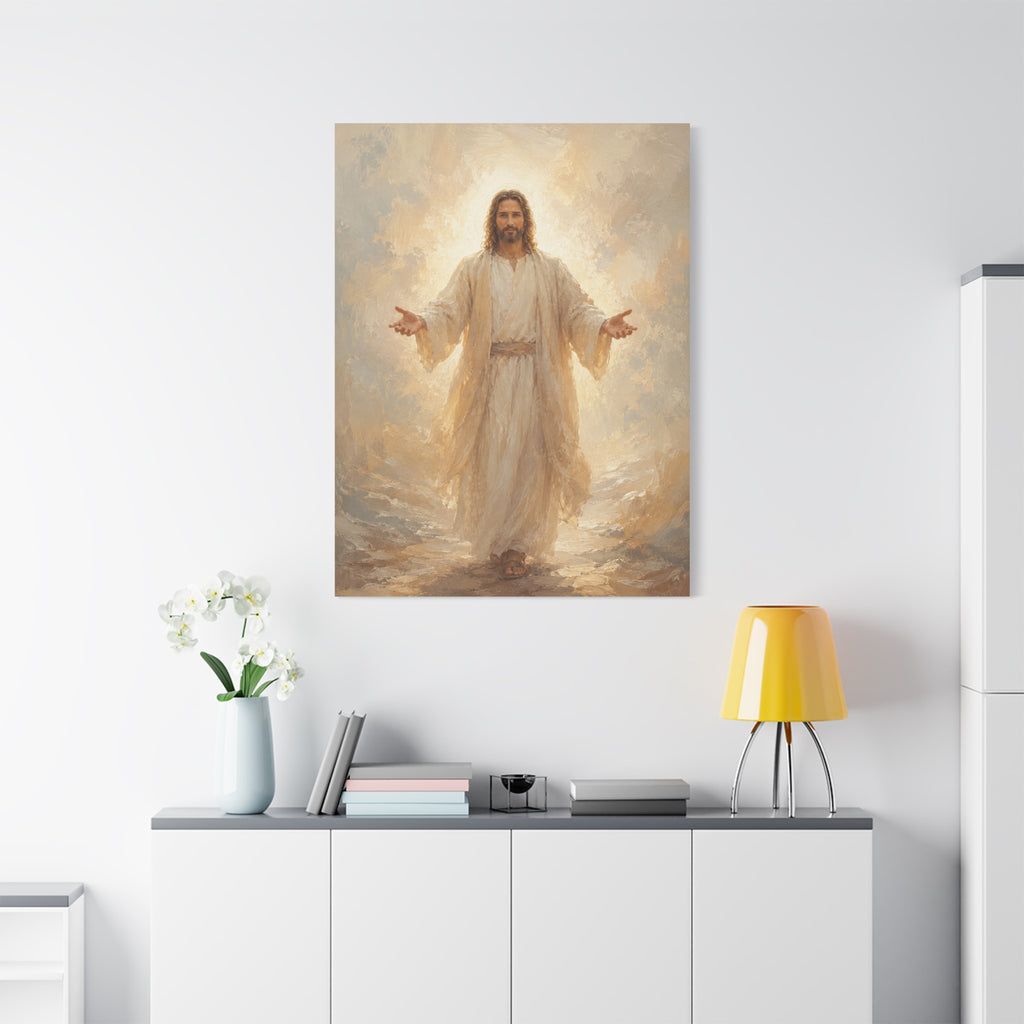 Come Unto Me Jesus Christ Canvas Wall Art — Soft Christian Home Decor