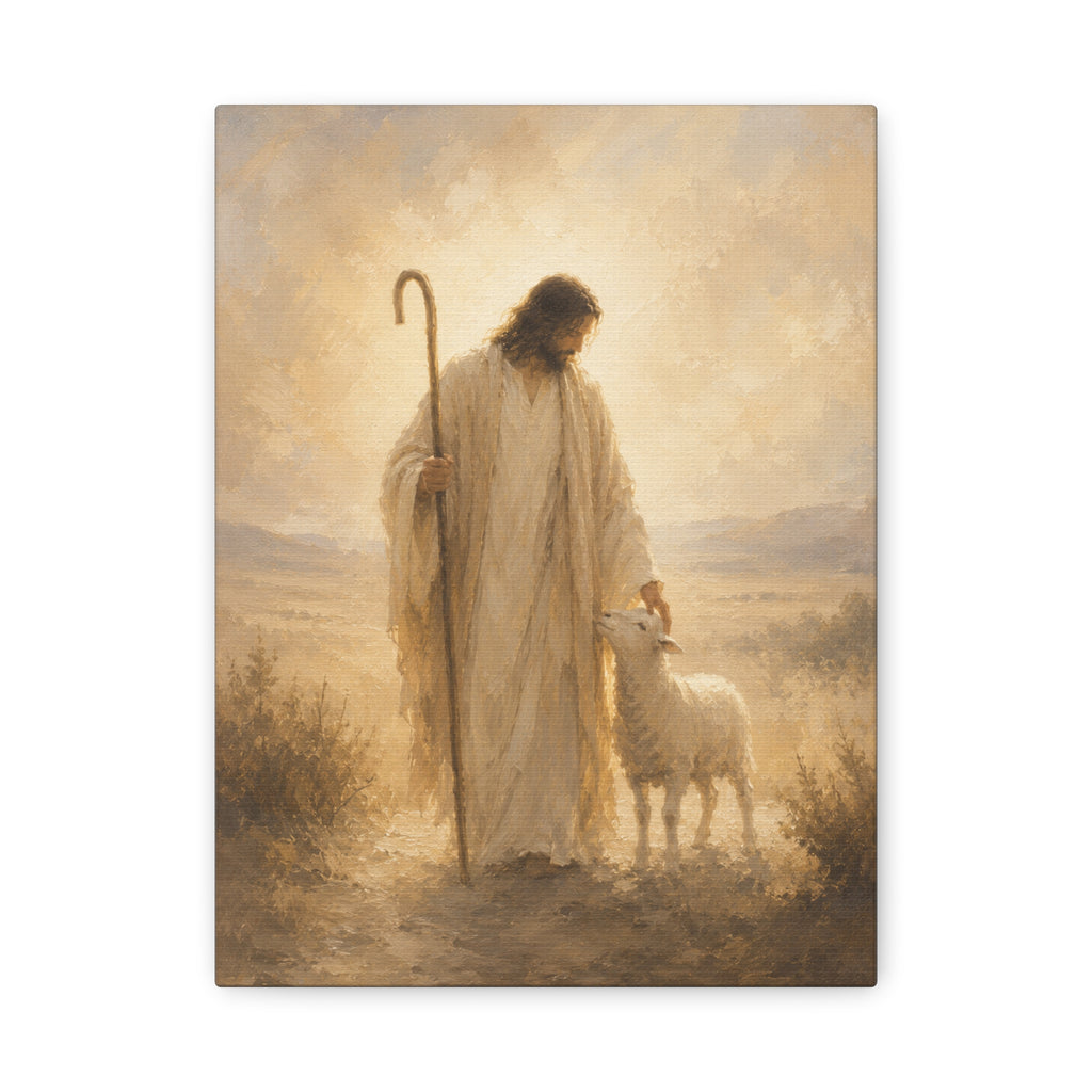 The Good Shepherd Jesus Christ Canvas Wall Art — Christian Lamb Print