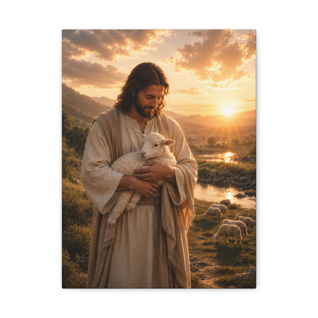 The Good Shepherd — Jesus With Lamb Christian Canvas
