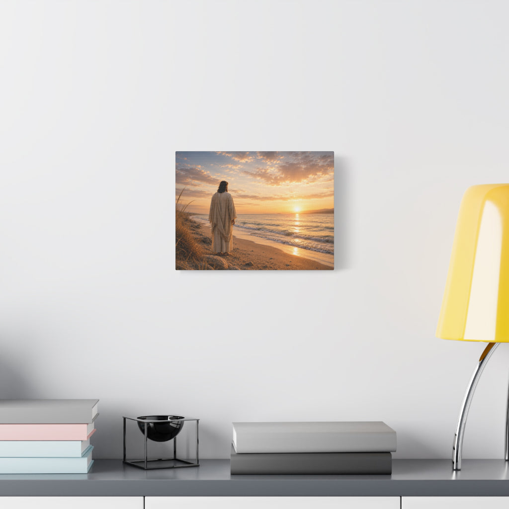 Christ on the Shore — Minimalist Jesus Beach Canvas Wall Art