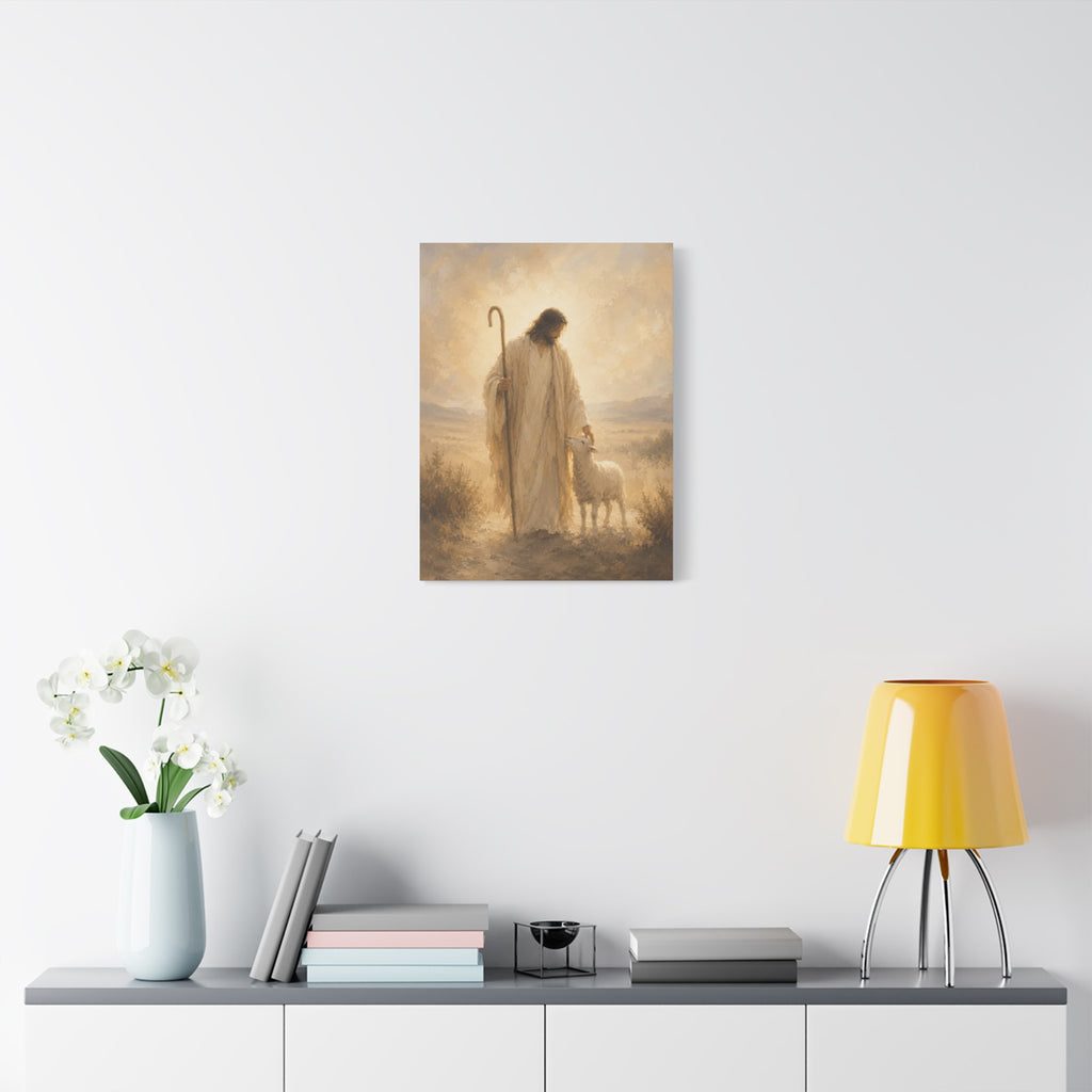 The Good Shepherd Jesus Christ Canvas Wall Art — Christian Lamb Print