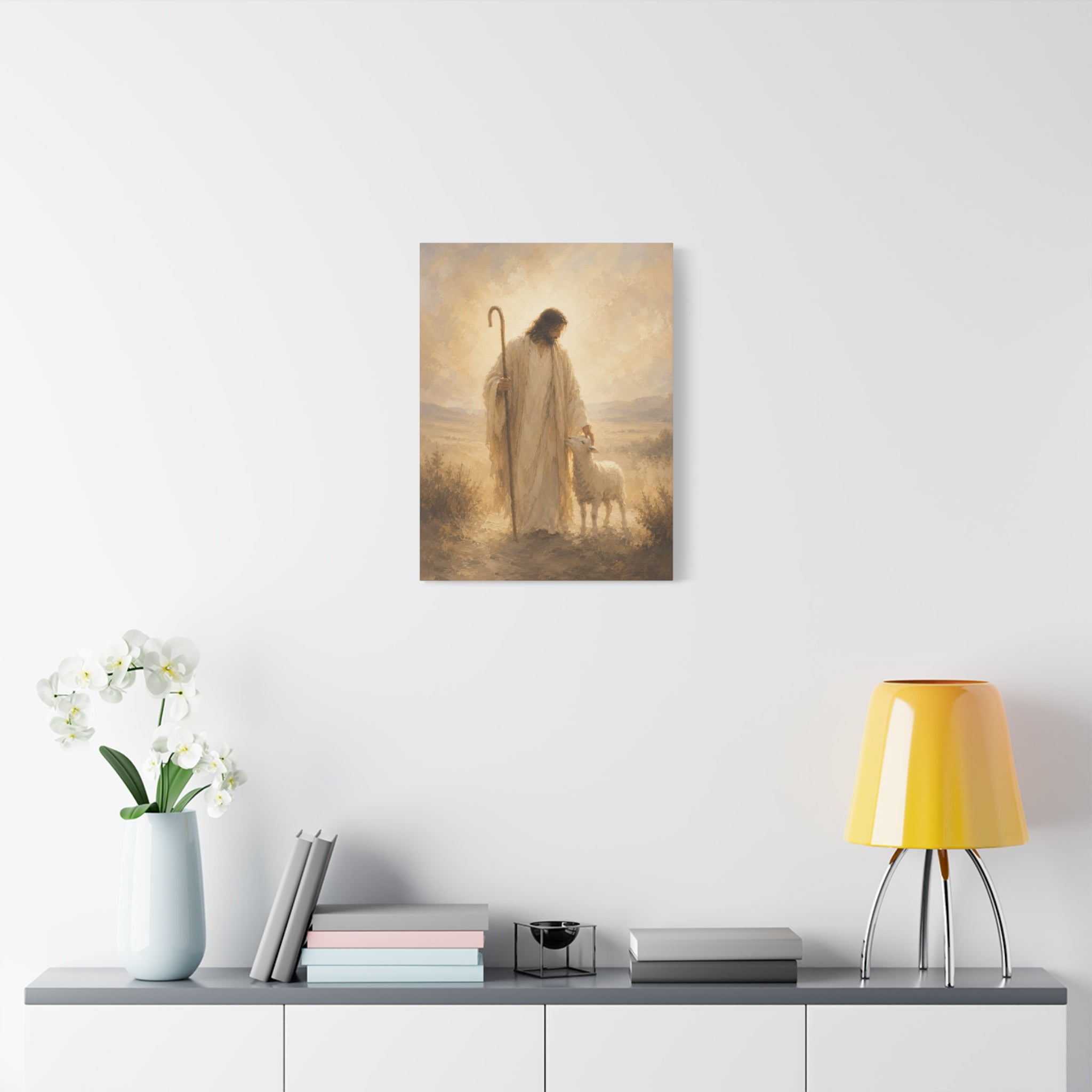 The Good Shepherd Jesus Christ Canvas Wall Art — Christian Lamb Print