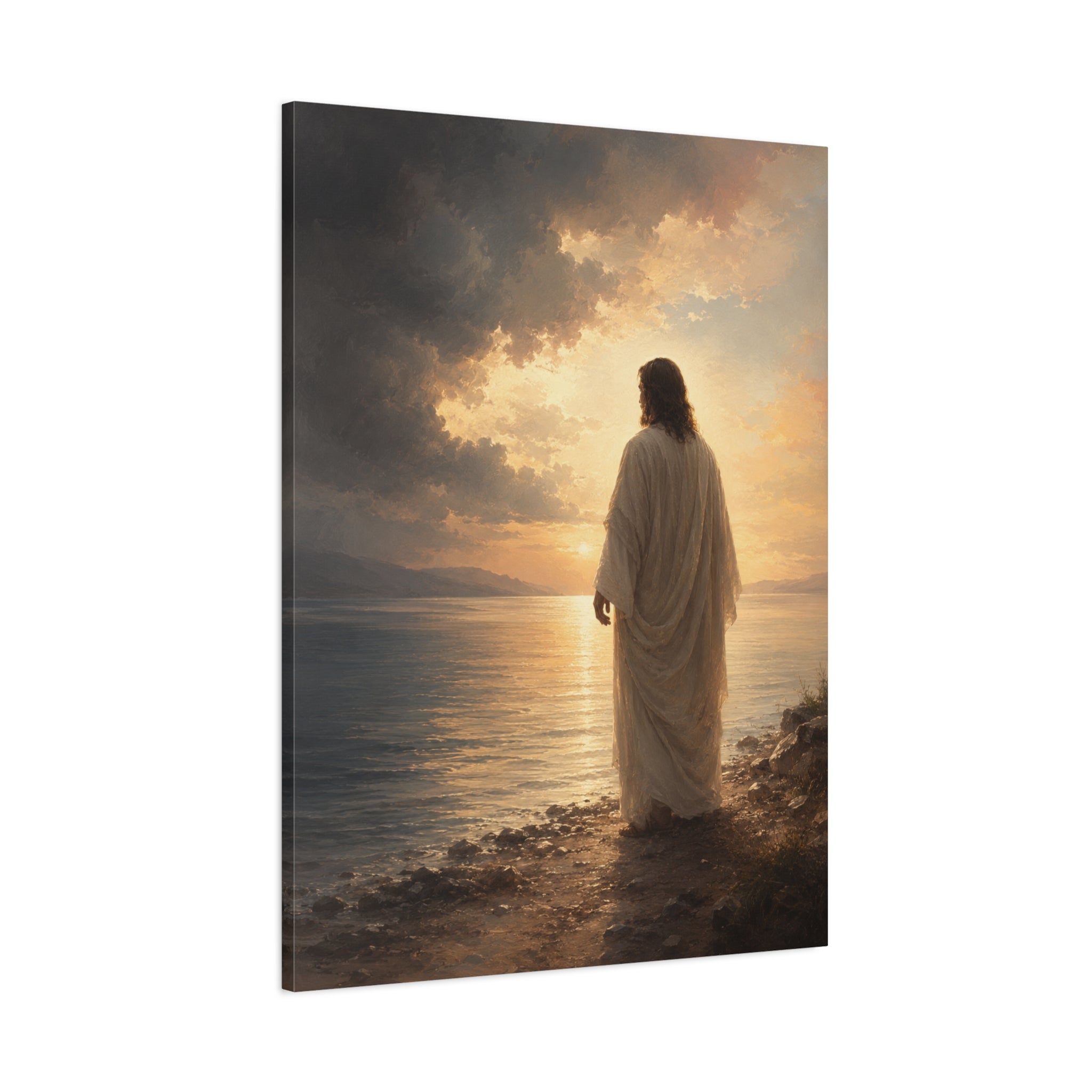 Peace Be Still Jesus Christ Canvas Wall Art — Christian Storm & Water Print