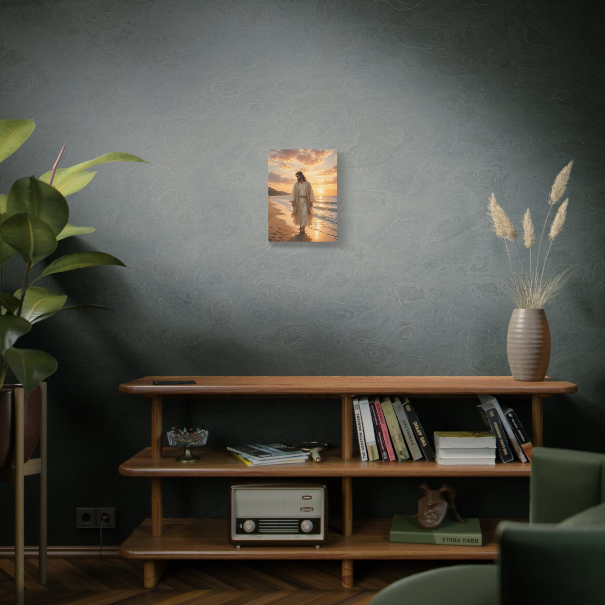 Jesus Walks With Me — Christian Beach Canvas Wall Art