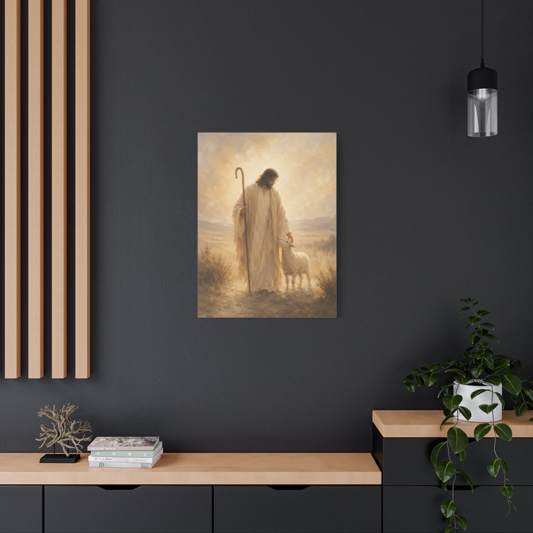 The Good Shepherd Jesus Christ Canvas Wall Art — Christian Lamb Print