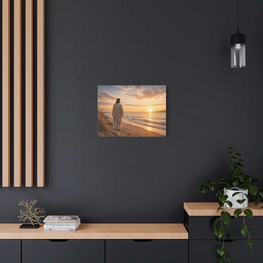 Christ on the Shore — Minimalist Jesus Beach Canvas Wall Art