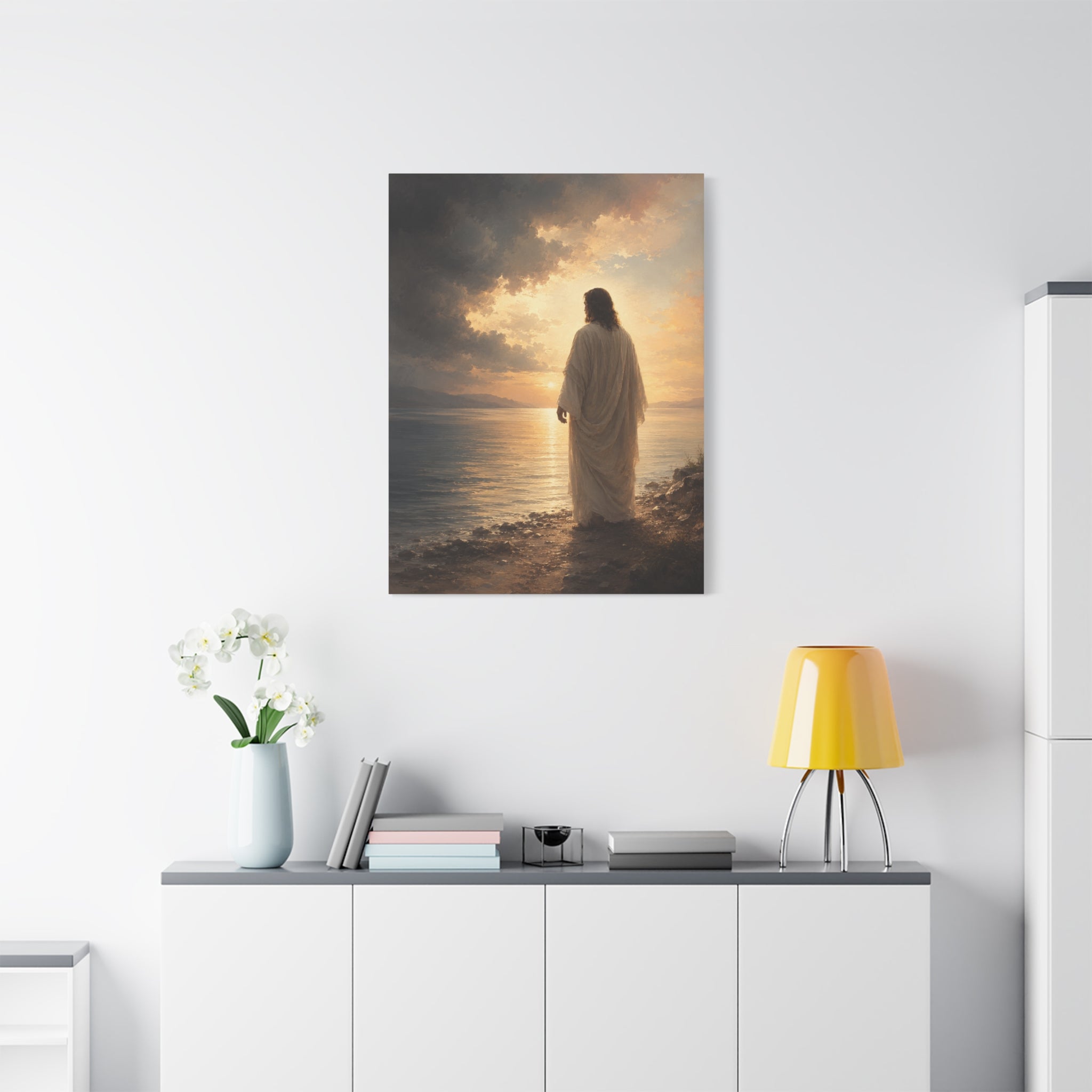 Peace Be Still Jesus Christ Canvas Wall Art — Christian Storm & Water Print