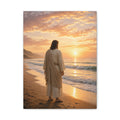 The Savior at Sunrise — Jesus Christ Beach Canvas Wall Art