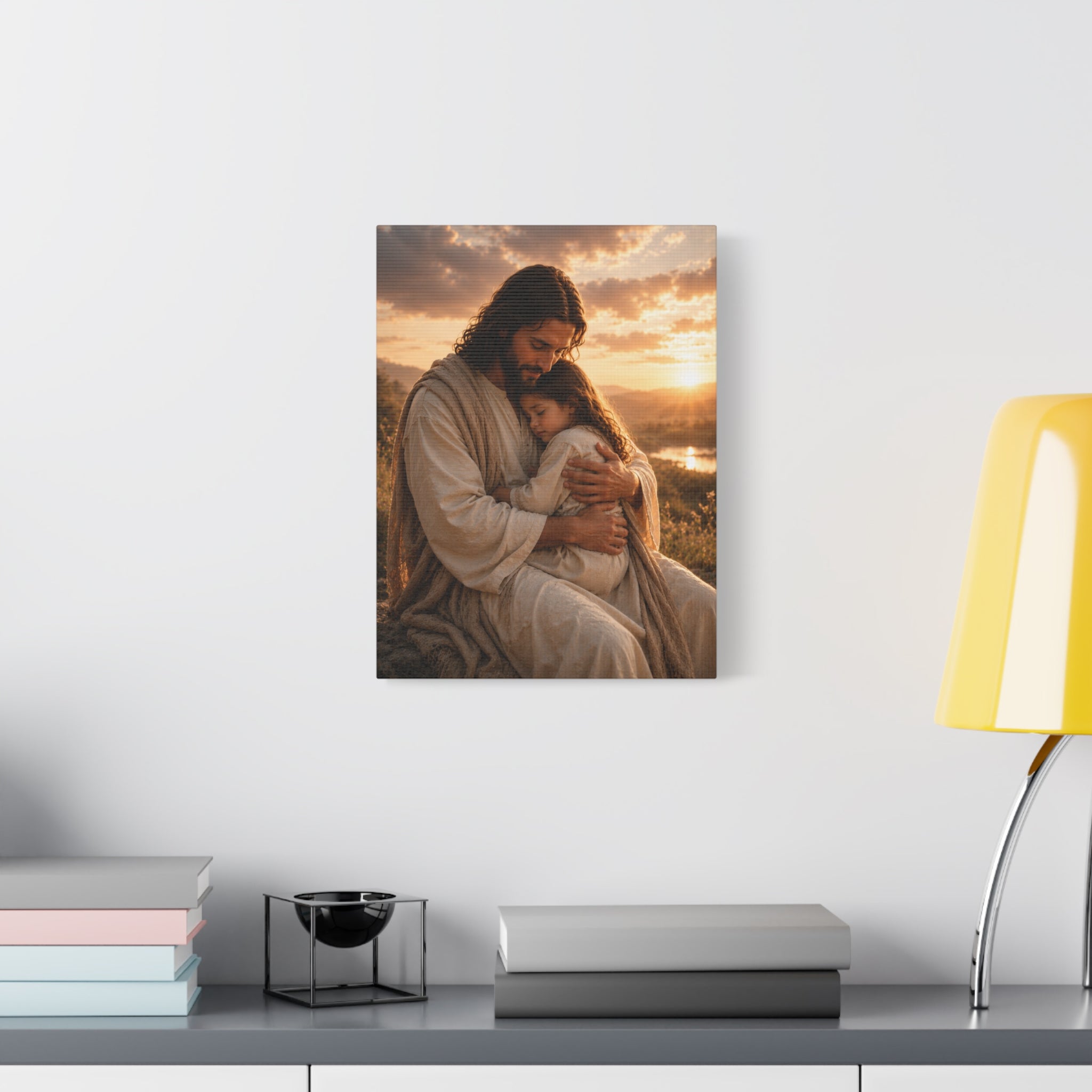 Safe in His Arms — Jesus With Child Christian Canvas
