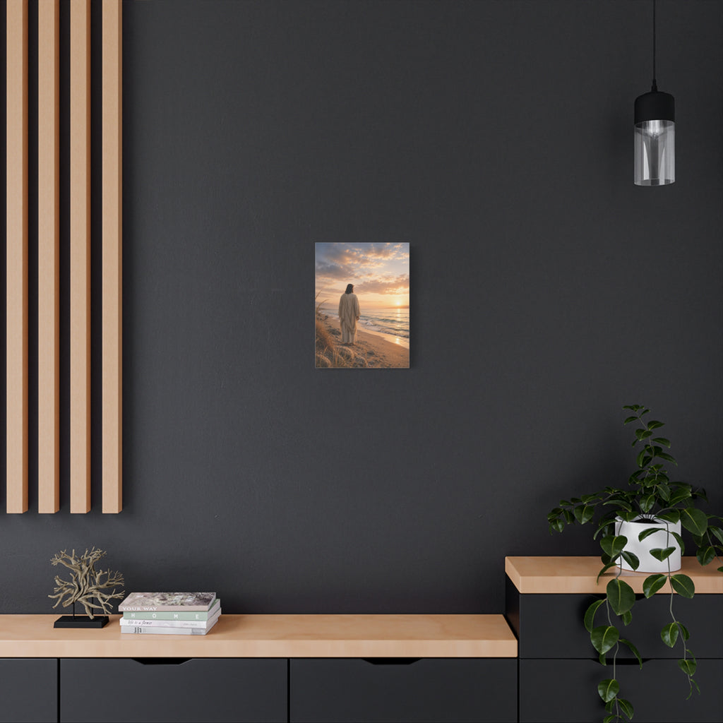 Christ on the Shore — Minimalist Jesus Beach Canvas Wall Art